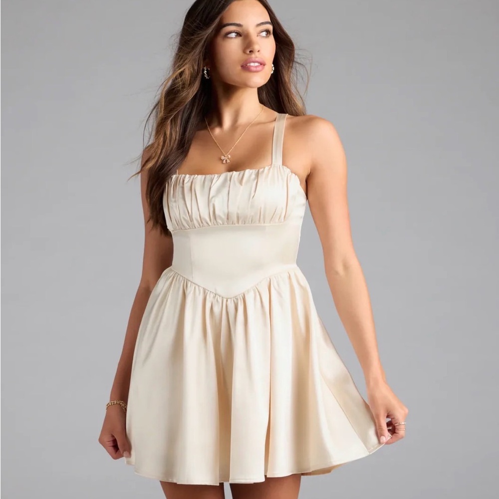 Windsor Cream Satin Dress